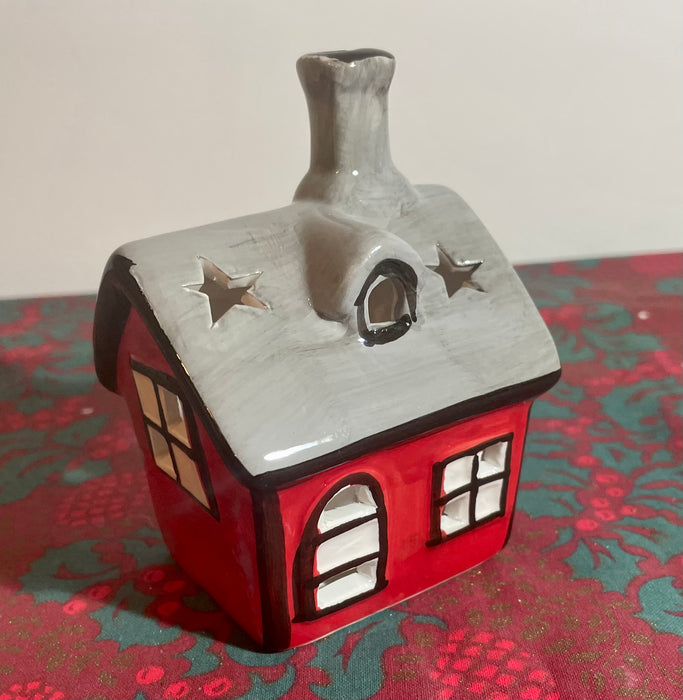 Festive Ceramic House Candle Holder - 2 Sizes