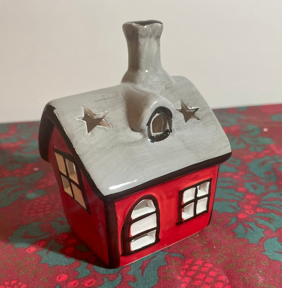 Festive Ceramic House Candle Holder 2 Sizes — GingerInteriors.co.uk