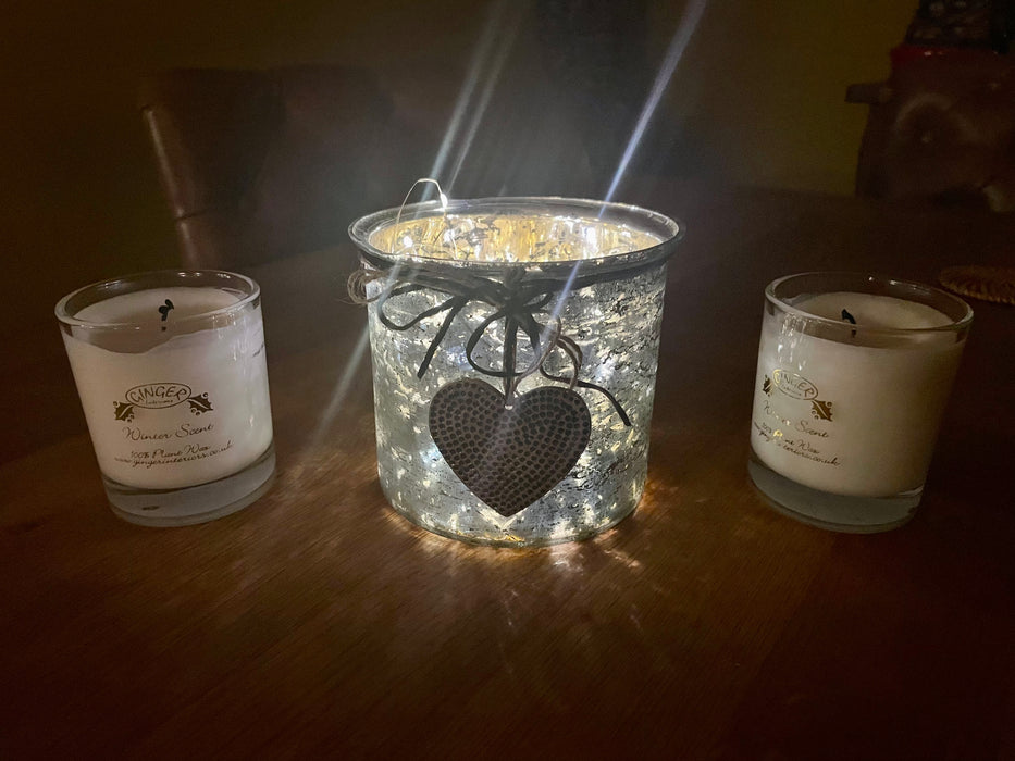 Burnished Gold Heart Trim Candle Holder