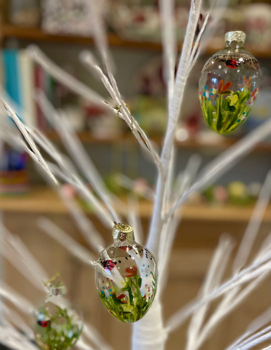 Set of 3 Mini Glass Ladybird Hanging Eggs Easter Decorations
