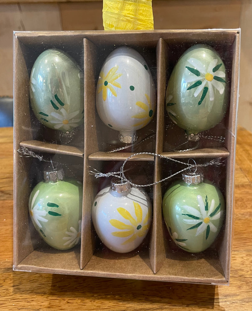 Hanging Eggs, Set of 6 Shiny Eggs Easter Decorations in box
