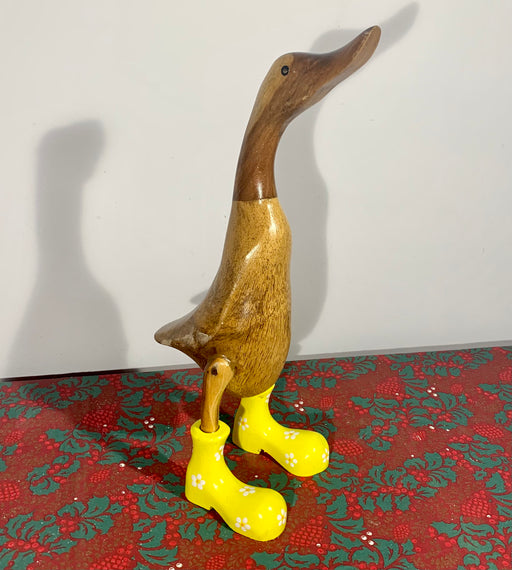 Bamboo Duck with Flower Painted Boots - Bright Yellow
