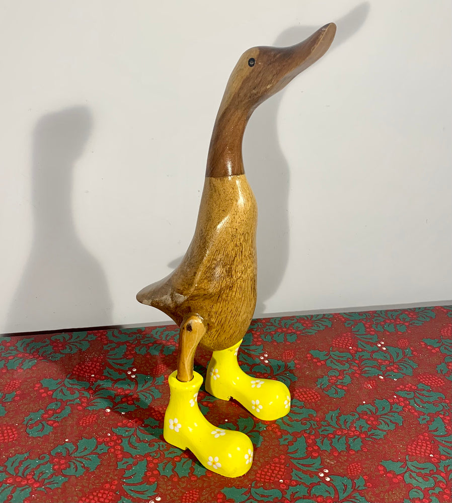 Bamboo Duck with Flower Painted Boots - Bright Yellow
