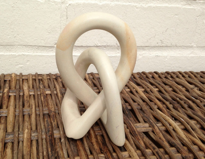 Hand Carved Fair Trade Natural Soapstone Love Knot 10cm