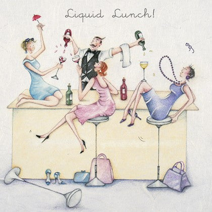 Wine Greeting Card - Liquid Lunch