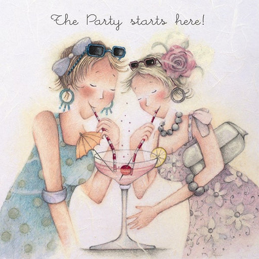 Girlie Greeting Card - The party starts here! From Berni Parker