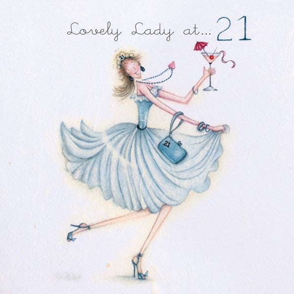 21st Birthday Card - Lovely Lady at 21, Berni Parker
