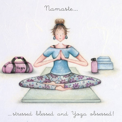 Yoga Birthday Card - Namaste...stressed blessed and yoga obsessed! Berni Parker