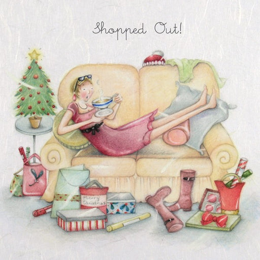 Christmas Card - Shopped Out! - Berni Parker