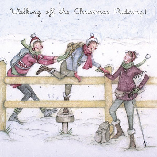 Christmas Card - Walking off the Christmas Pudding! - Berni Parker