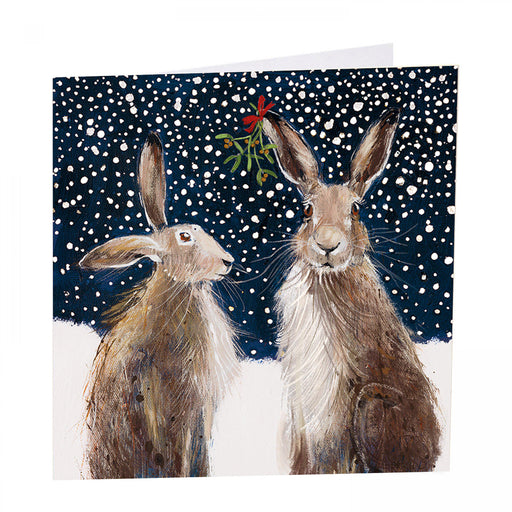Hare Christmas Cards - Meet me under the mistletoe - Pack of 6