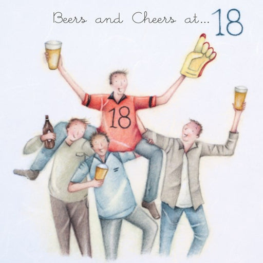 Mens 18th Birthday Card - Beers and Cheers at 18 - Berni Parker