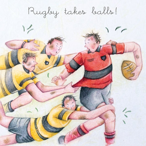 Rugby takes Balls! Man's Greeting Card