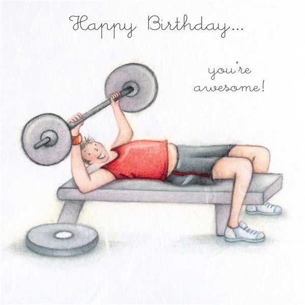 Happy Birthday...You're Awesome! Man's Gym Birthday Card