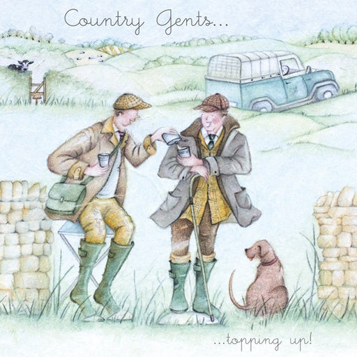 Country Gents...topping up! Mans Card, Berni Parker Greeting Card
