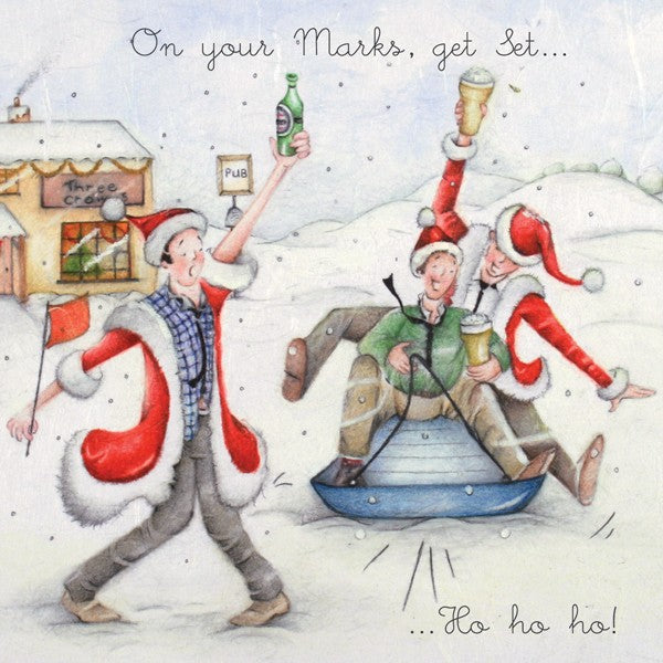 Man's Christmas Card - On your marks, get set...Ho Ho Ho! from Berni Parker