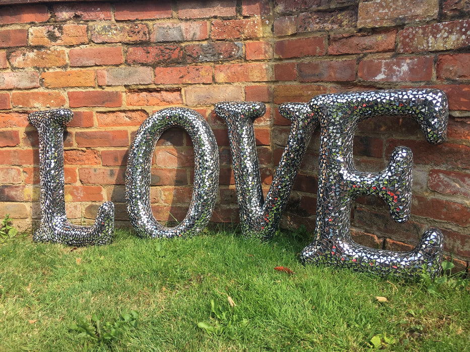 Mosaic Silver Mirrored LOVE Letters - Wilde Java