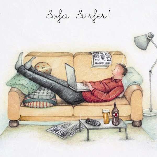 Computer Greeting Card for him - Sofa Surfer !
