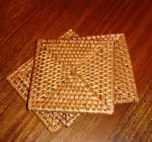 Square Java Rattan Coasters - Set of 6