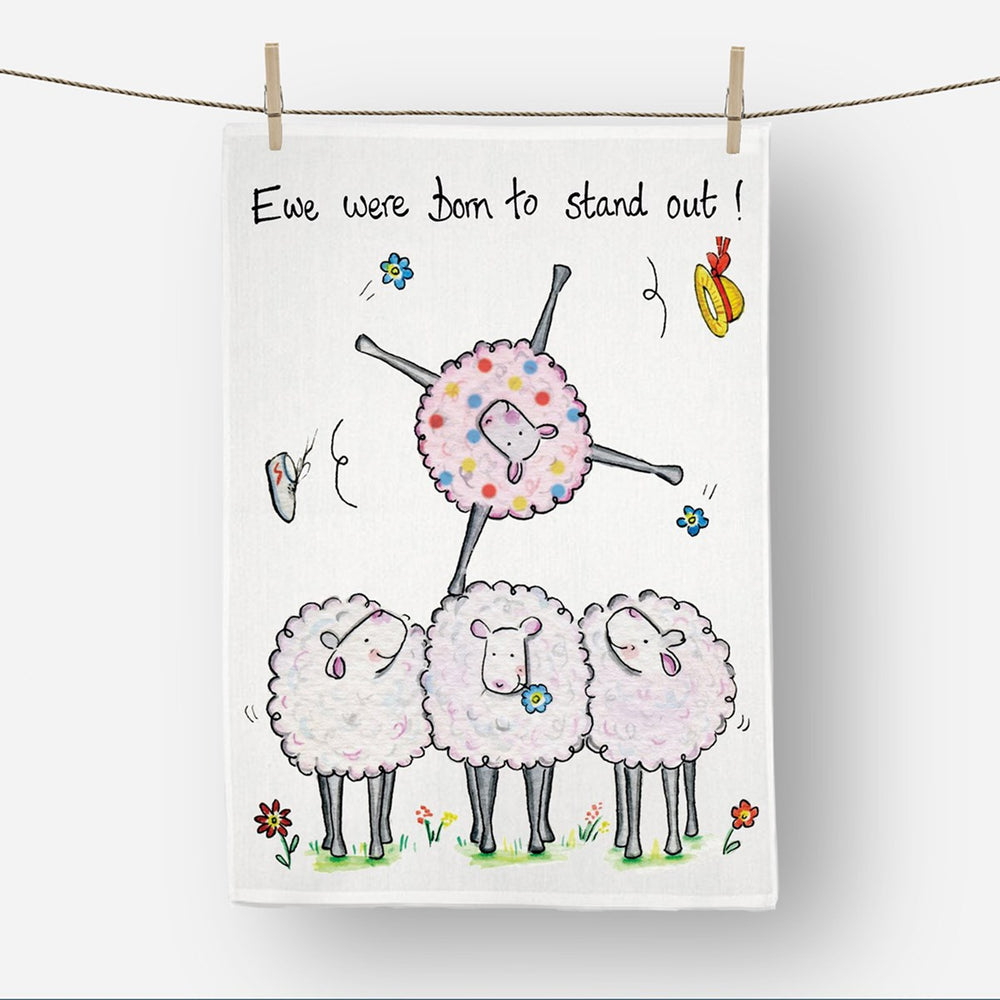 Sheep Tea Towel - Ewe were born to stand out! - Hand Drawn Design from Draw