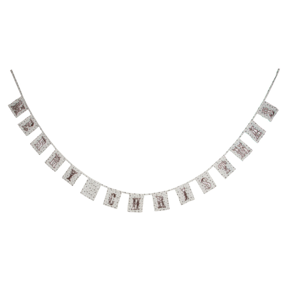 Merry Christmas Bunting - Silver and White