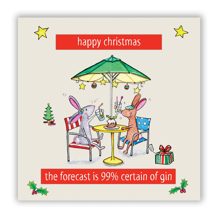 Gin Christmas Card - The forecast is 99% certain of gin - The Compost Heap